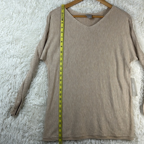 NWT Chico's tan lightweight pullover v-neck sweater. - Picture 7 of 8